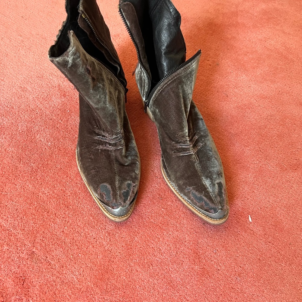 Free People distressed velvet booties